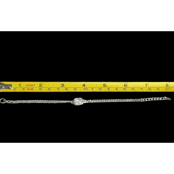 New Tocara Sterling Silver Bracelet DiAmi Crystal Oblong Centerpiece Curb Chain - Picture 9 of 10